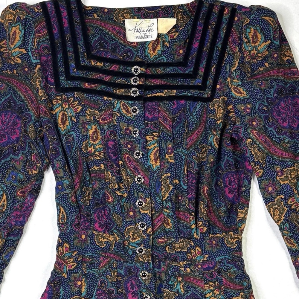 Kathie Lee For Plaza South Dress Women’s Medium (8-10) Vintage Button Paisley - Picture 9 of 10